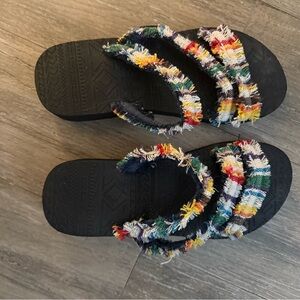 Colorful Fringe Muk Luk Sandals